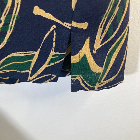 Womens Vintage Pendleton Short Sleeve Button Shirt Leave Pattern 14 Blue Green - Picture 6 of 8